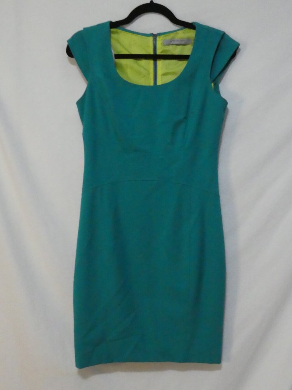 MARC NEW YORK Andrew Marc Teal Jade Green Contrast Lining Sheath Dress - Size 4